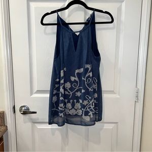 New York & Company Blue Paisley Tank - M